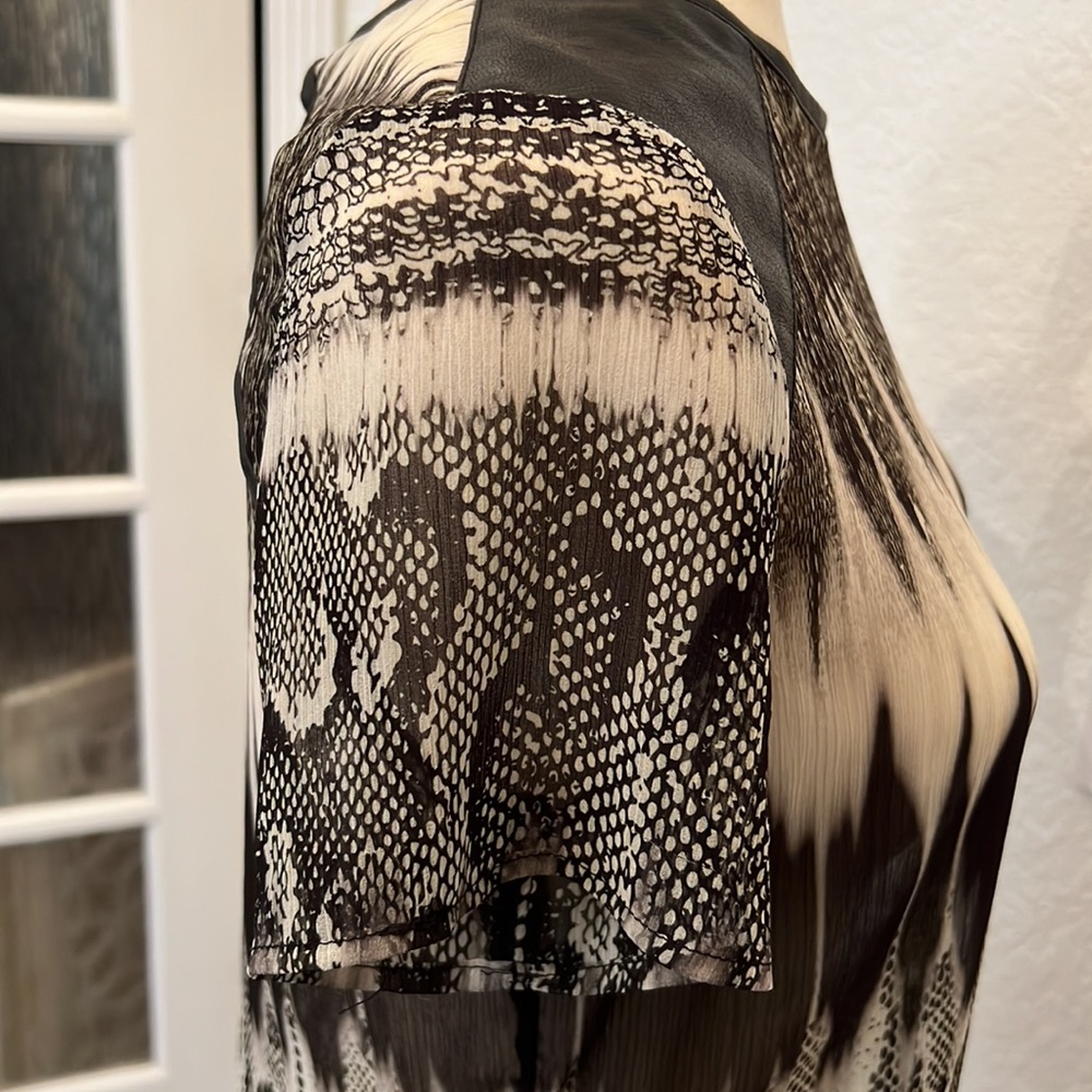 GENERATION LOVE‎ NY Sheer Top Snake Print Faux Leather Made USA Fitted  S - Picture 13 of 17